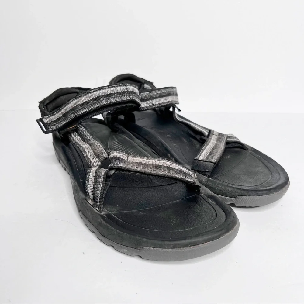 Teva Black Grey Strappy Fabric Summer Sandals Size 11 Men’s